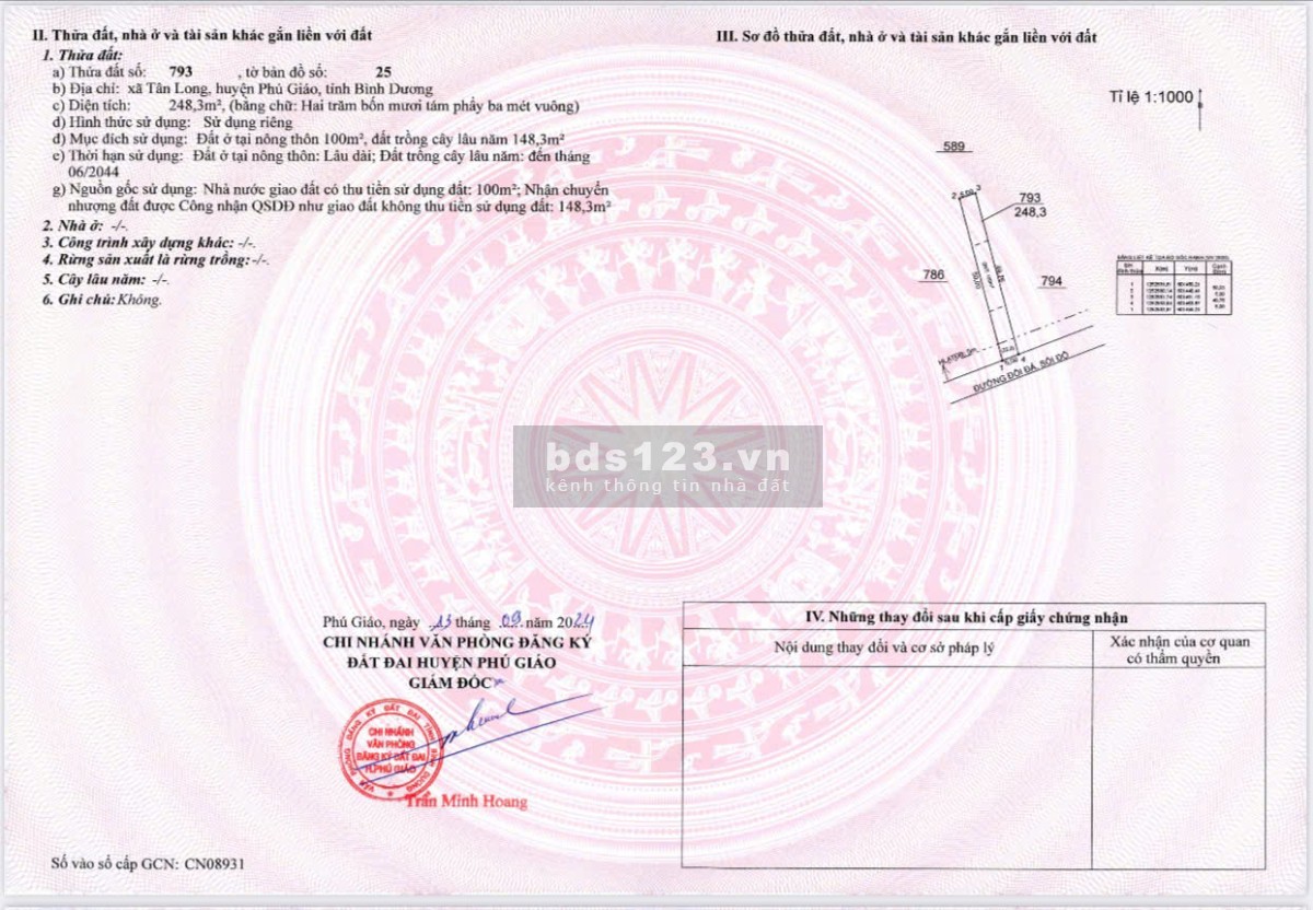 Đất nền tại Tân Long, Phú Giáo, Bình Dương đang chờ đón chủ mới!
