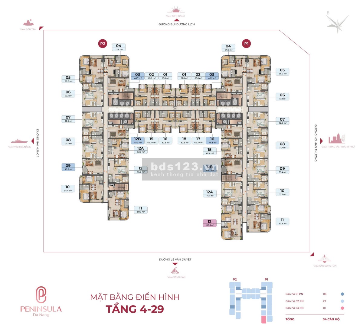 Giỏ hàng 5 căn 2PN Peninsula gía tốt đầu tư - view sông hàn, mỹ khê - ck đến 11%. LH: 0901967098