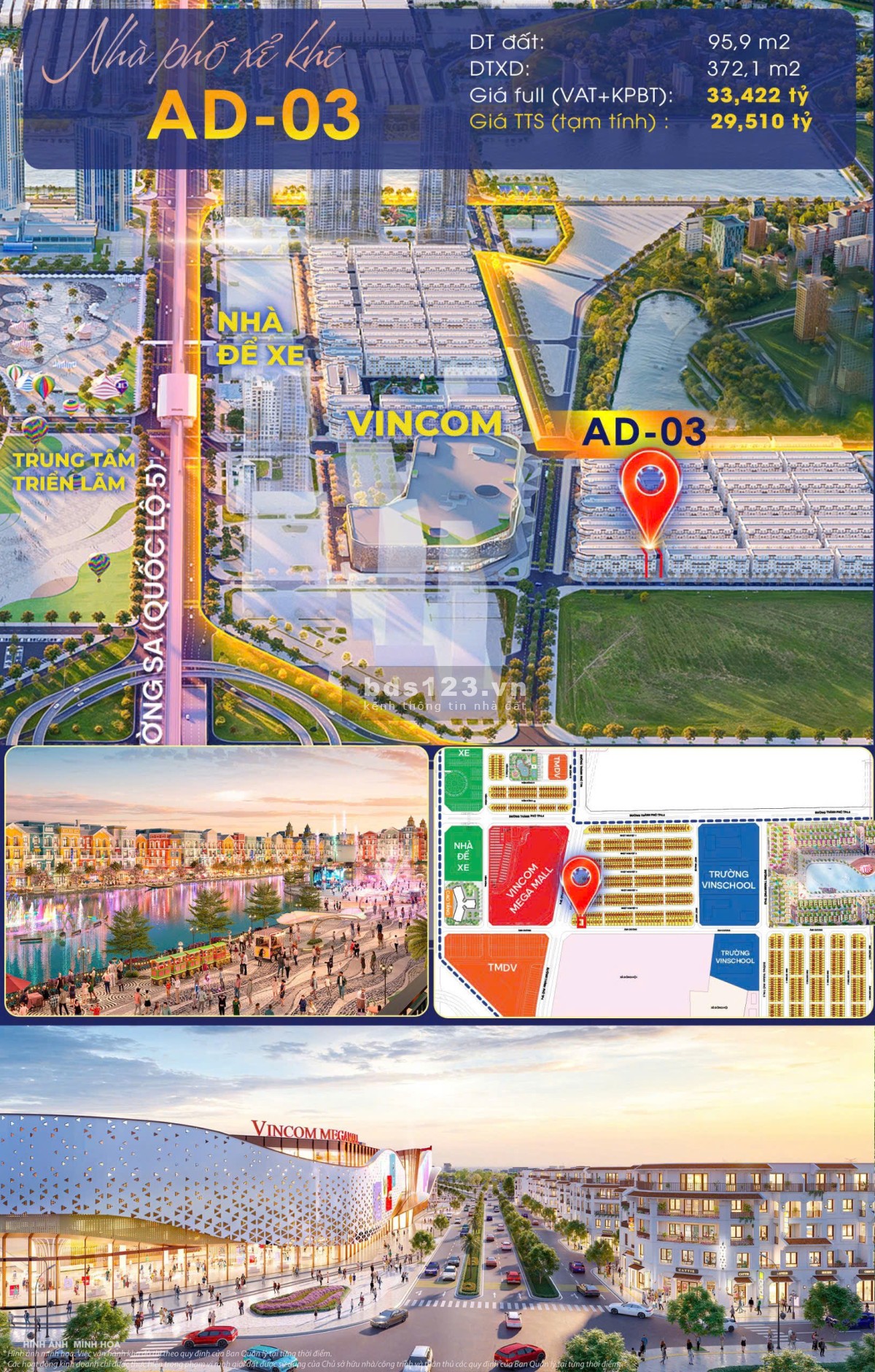 Bán Shop 96m đối diện Vincomes và 2 tòa cao tầng, đường to Vinhomes Cổ Loa giá mềm