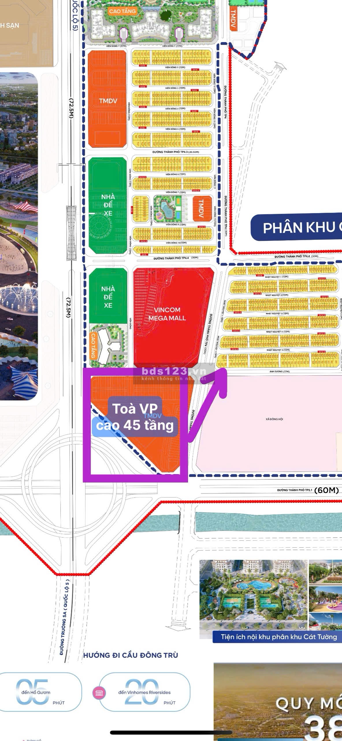 Bán Shop 96m đối diện Vincomes và 2 tòa cao tầng, đường to Vinhomes Cổ Loa giá mềm