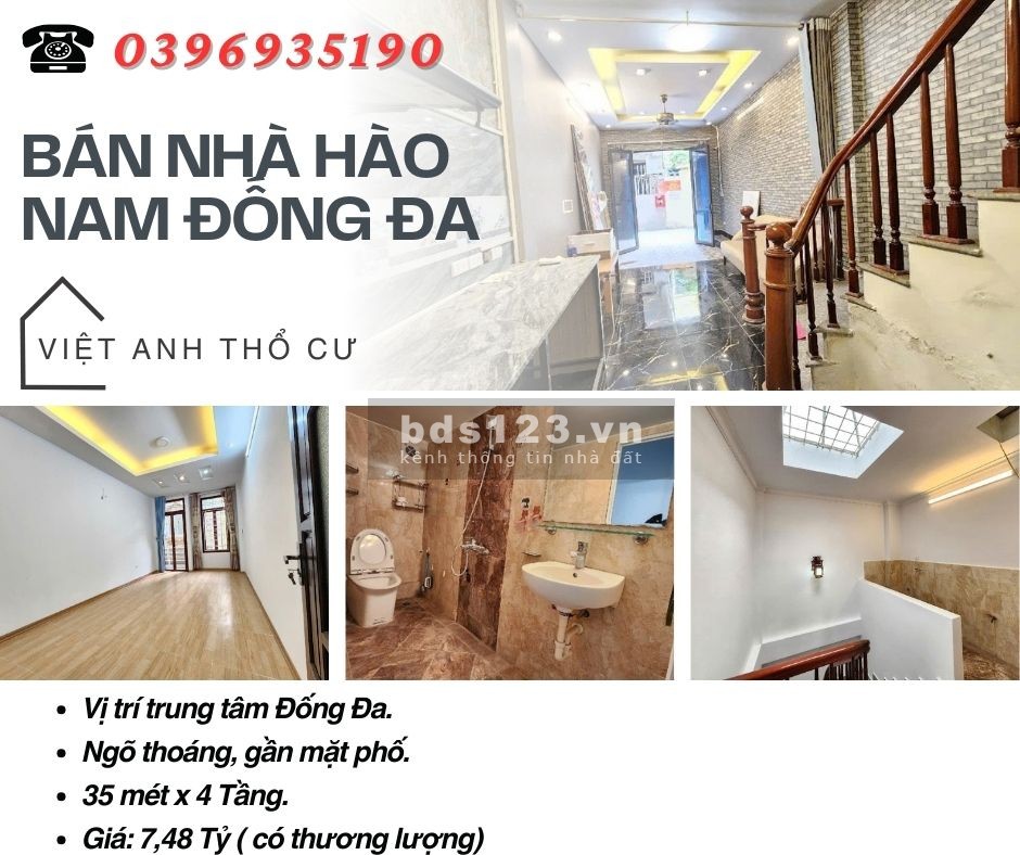 Bán nhà Hào Nam Đống Đa, Vị Trí Gần Mặt Phố, Nhà Dân Xây, 35mx4T, Giá: 7,48 Tỷ, Lh: 0396935190.