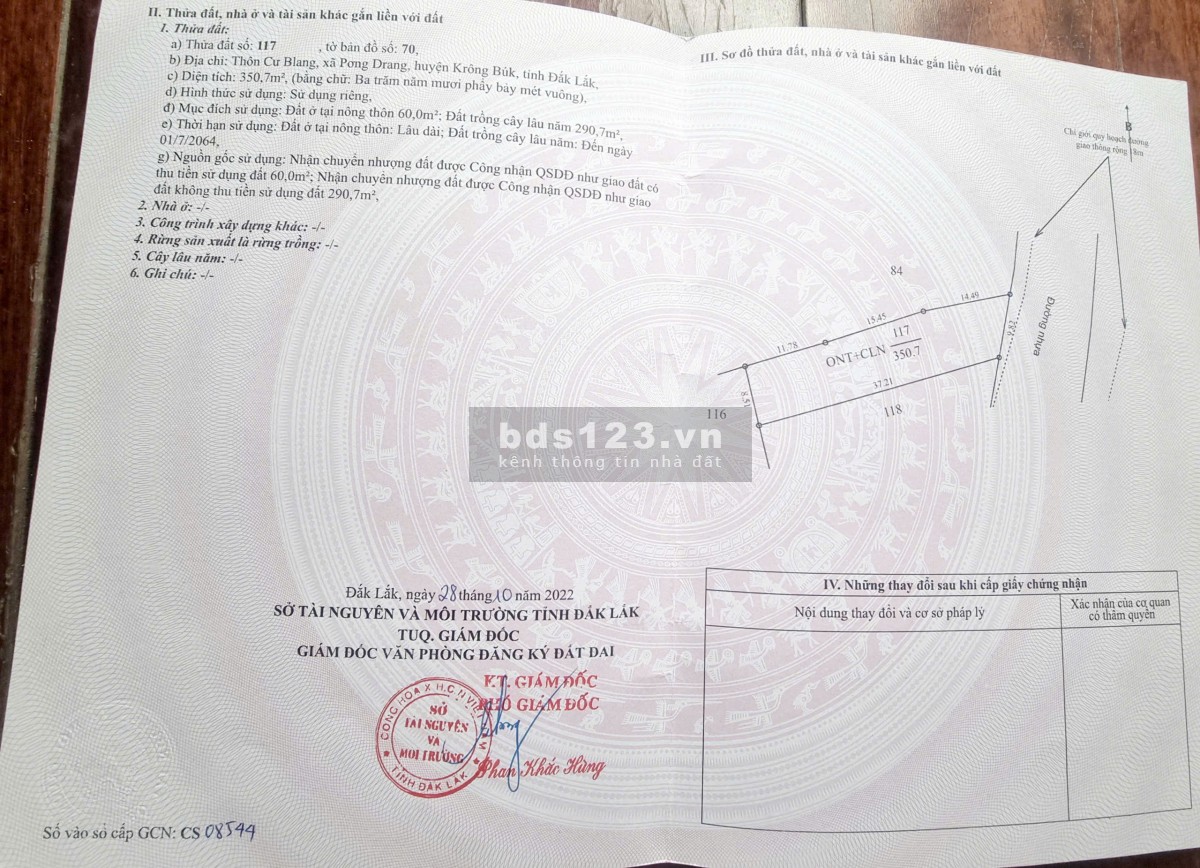 Chính chủ cần bán đất nền có thổ cư, giá 1 tỷ 650 triệu