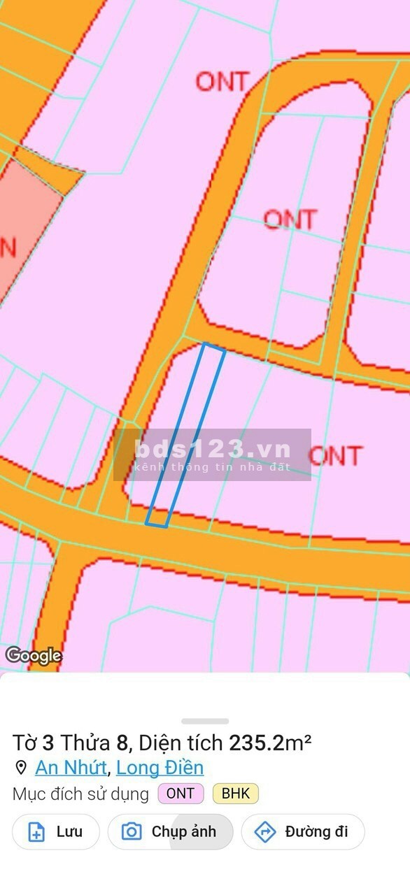 Bán 236m2 đất hai mặt tiền đường nhựa, có 150m2 thổ cư