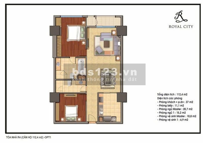 Chung cư Royal City tòa R5 trục 22, 112m2, bán với giá ~80tr/m2, Q. Thanh Xuân, Hà Nội