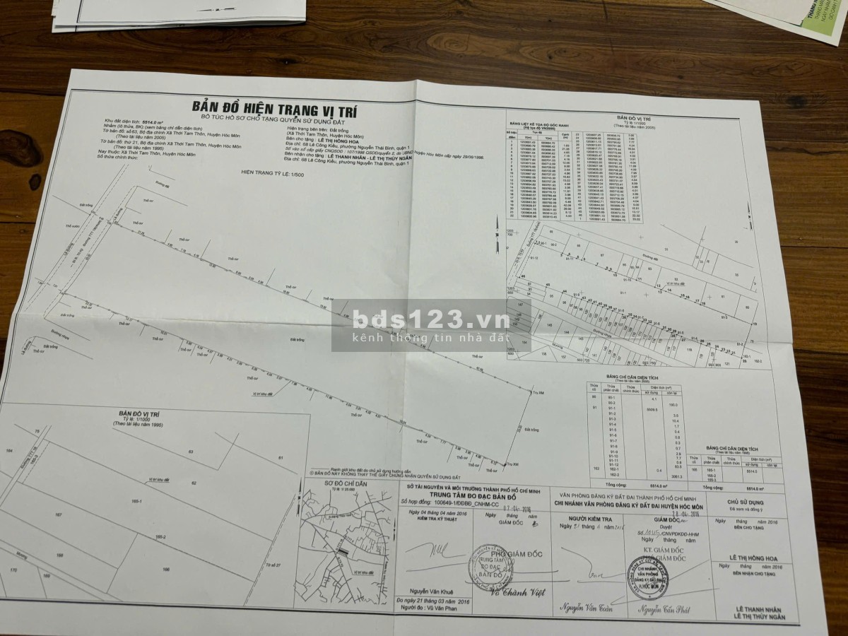 Chính chủ: Bán đất mt đường Thới Tam Thôn 18 xã Thới Tam Thôn. Diện tích: 5538.7m2.
