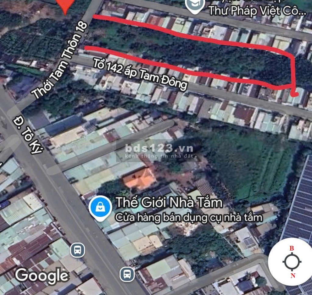 Chính chủ: Bán đất mt đường Thới Tam Thôn 18 xã Thới Tam Thôn. Diện tích: 5538.7m2.