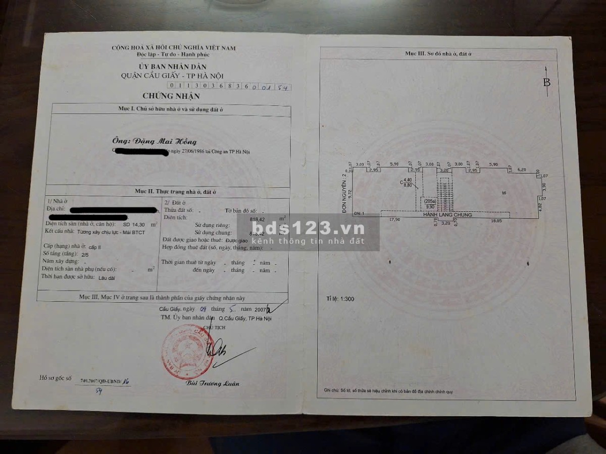 Nhà Hiếm: Phường Nghĩa Tân, Quận Cầu Giấy - Giá bán: 3 tỷ 150 triệu đồng- Sổ đỏ chính chủ