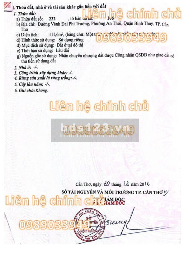 Bán gấp đất hẻm 235/48 Đồng Văn Cống, An Thới, Bình Thuỷ, Cần Thơ (Chính chủ, miễn trung gian)