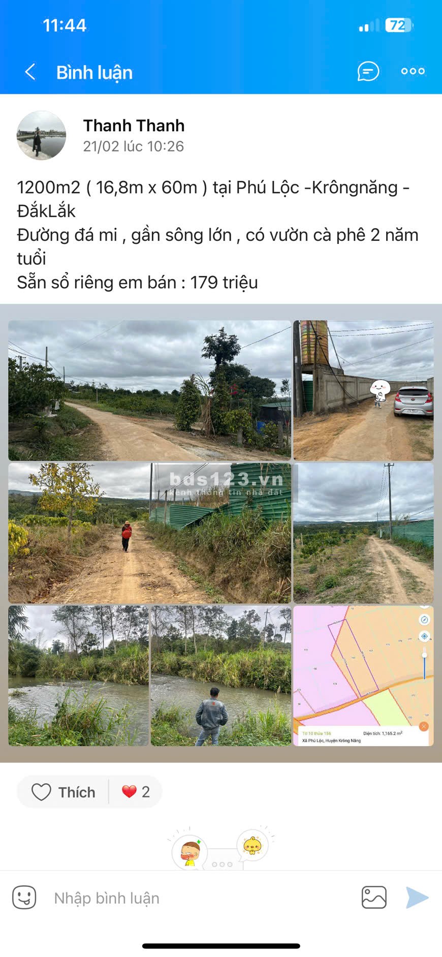 Chính chủ cần bán lô đất 1200m2 CLN - Krông Năng - Đắk Lắk