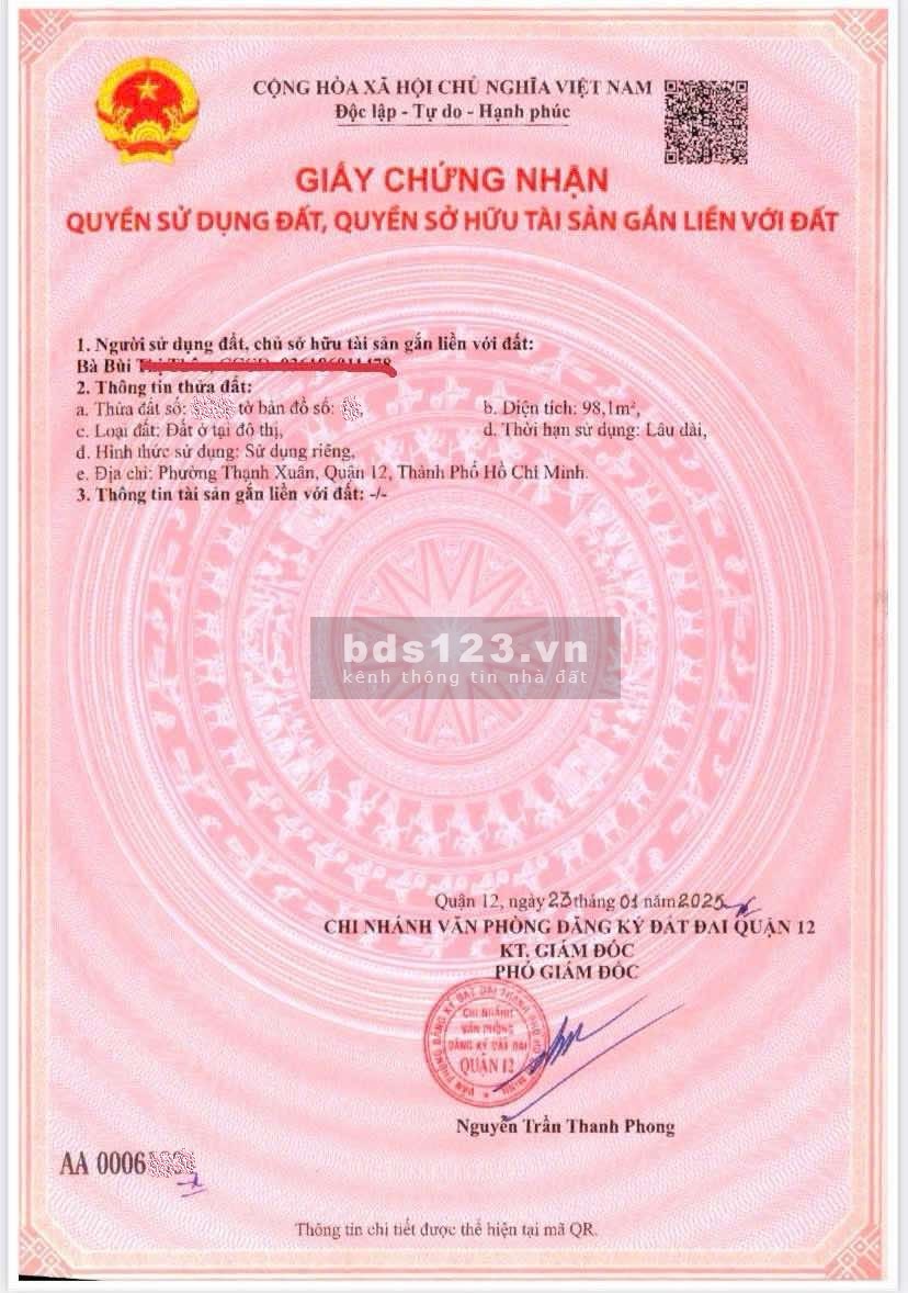 Đất phân lô Thạnh Xuân Quận 12