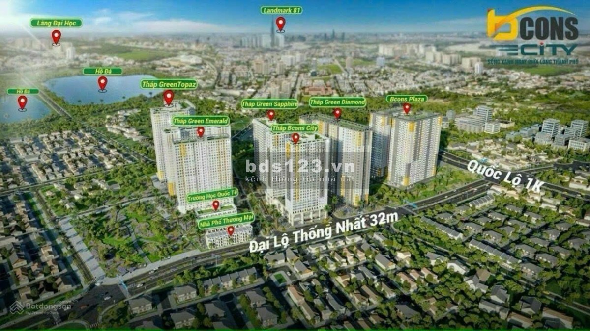 Bcons City 2PN 2WC 56m2 View landmark 81 giá 2.2 tỷ. TT chỉ 330 triệu.
