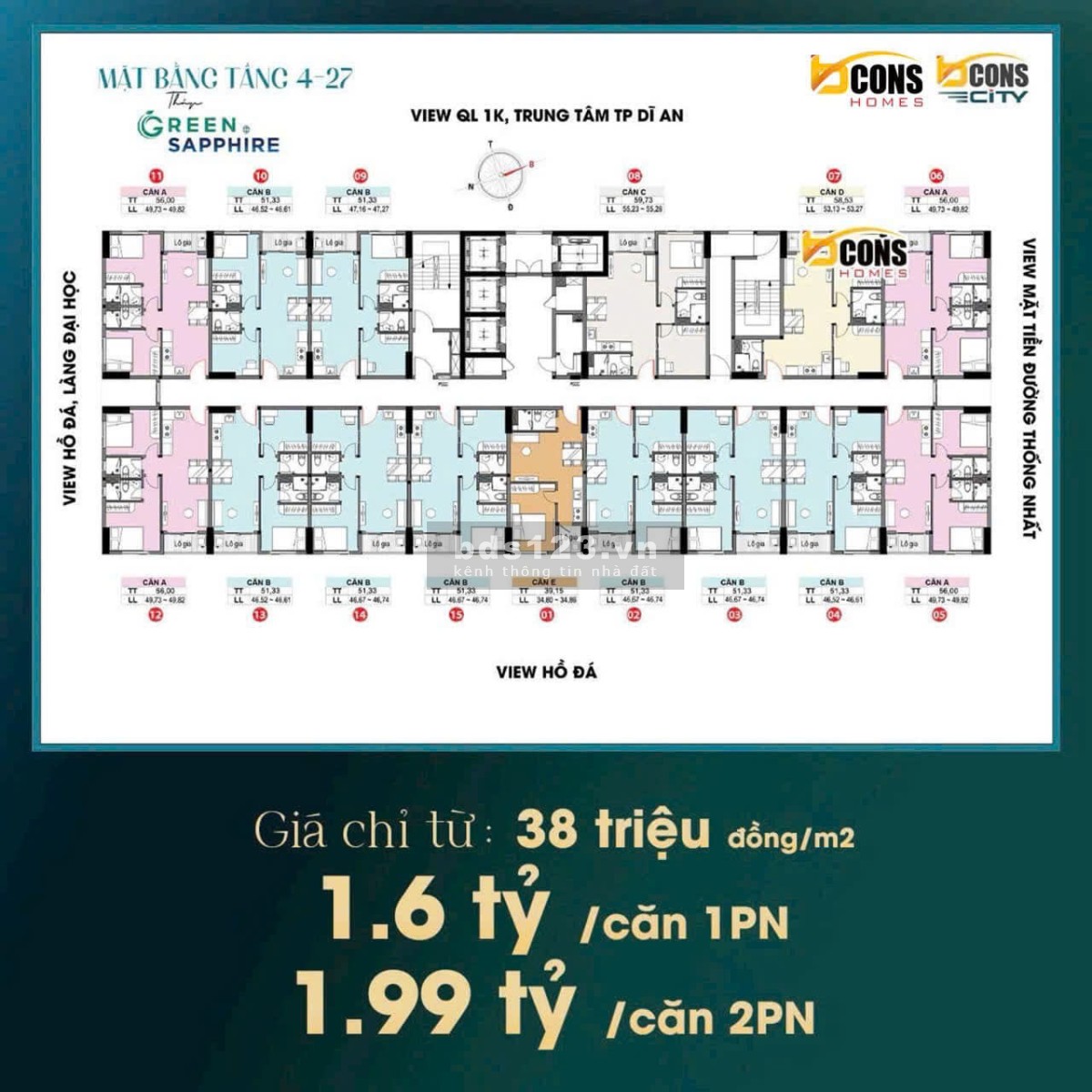 Căn hộ Bcons City - Tháp Green Sapphire nằm ngay lành đại học Thủ Đức