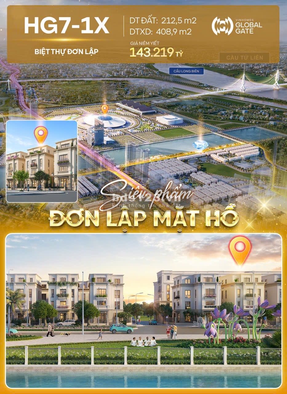 Biệt Thự đơn lập vinhomes cổ loa vip Mặt Hồ tiềm năng tăng giá cho thuê đẳng cấp quý đại gia