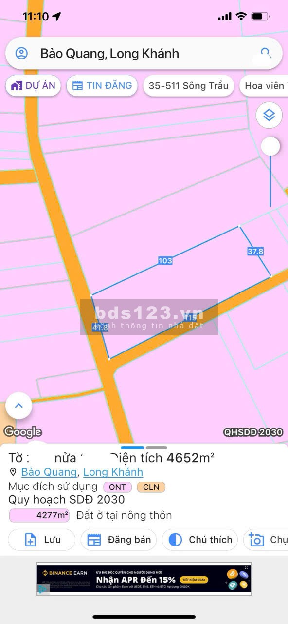 Bán lô đất 2 mặt tiền 4.652m² – Bảo Quang, Long Khánh – Chỉ 13.5 tỷ
