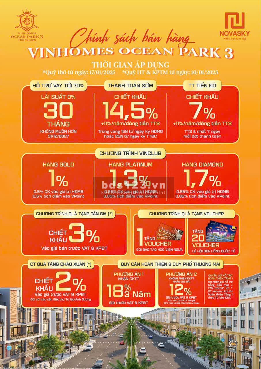 Sở hữu biệt thự Tứ Lập Vinhomes Ocean Park 3 với chính sách ưu đãi đặc biệt