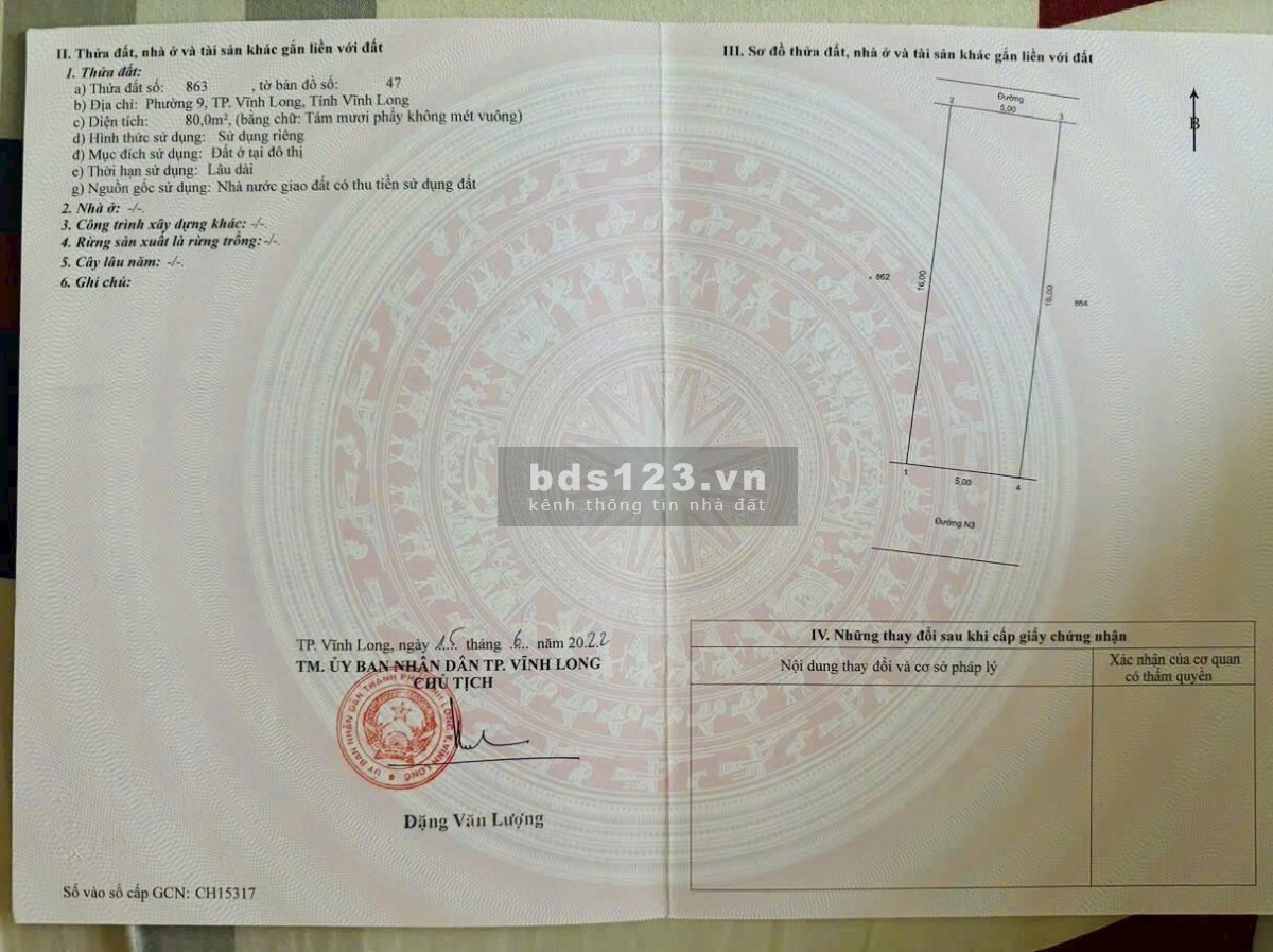 Bán đất khu tái định cư, phường 9, TP Vĩnh Long