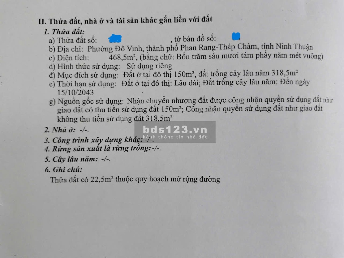 BÁN NHÀ ĐẤT - 1/15 Nguyễn Cư Trinh, phường Đô Vinh, Tp Phan Rang Tháp Chàm, Ninh Thuận