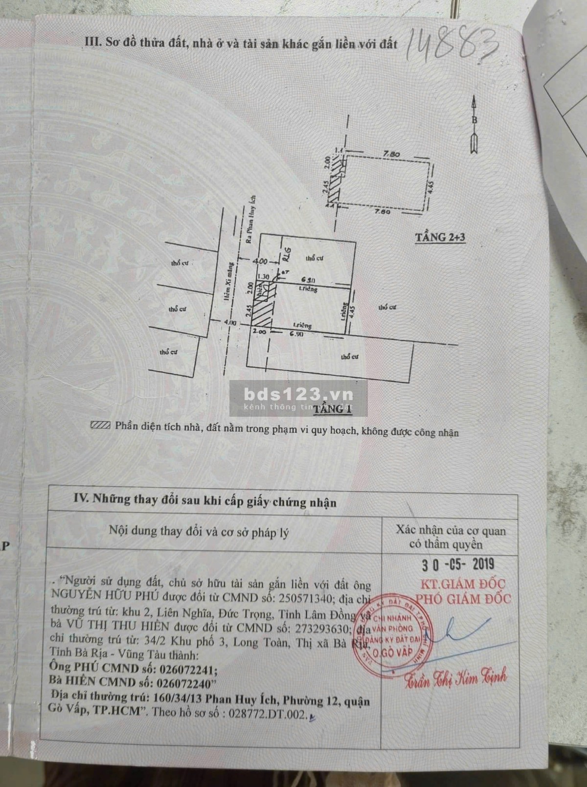 Hạ nốt 4 tỷ 9, mời môi giới 3% đường thông 5m xe hơi, kế siêu thị Emart 700m, ..