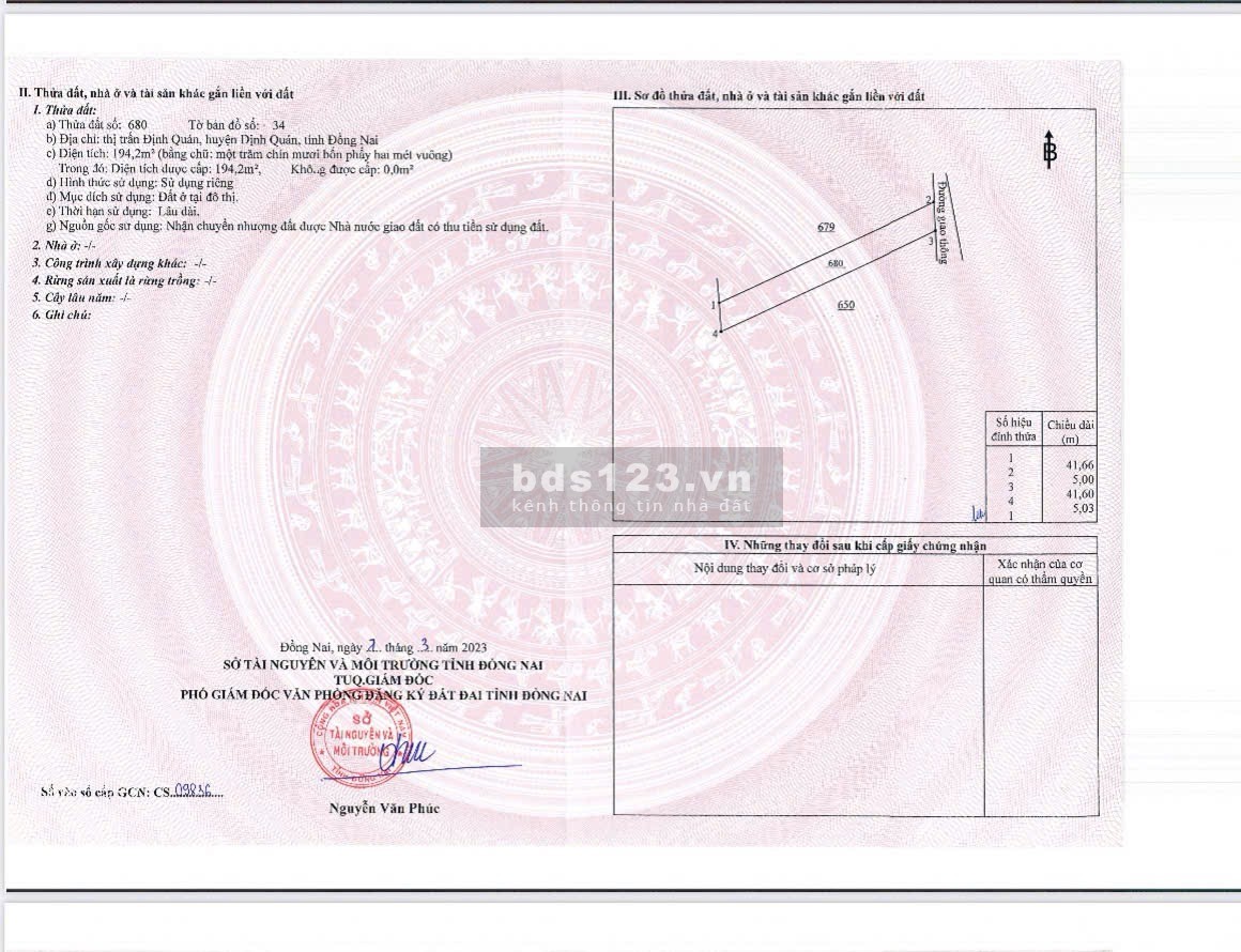Bán đất giá rẻ Định Quán, diện tích từ 100m2, full thổ cư, sổ hồng sẵn, giá 420 triệu