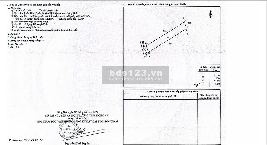 Bán đất full thổ cư thị trấn Định Quán, DN giá F0