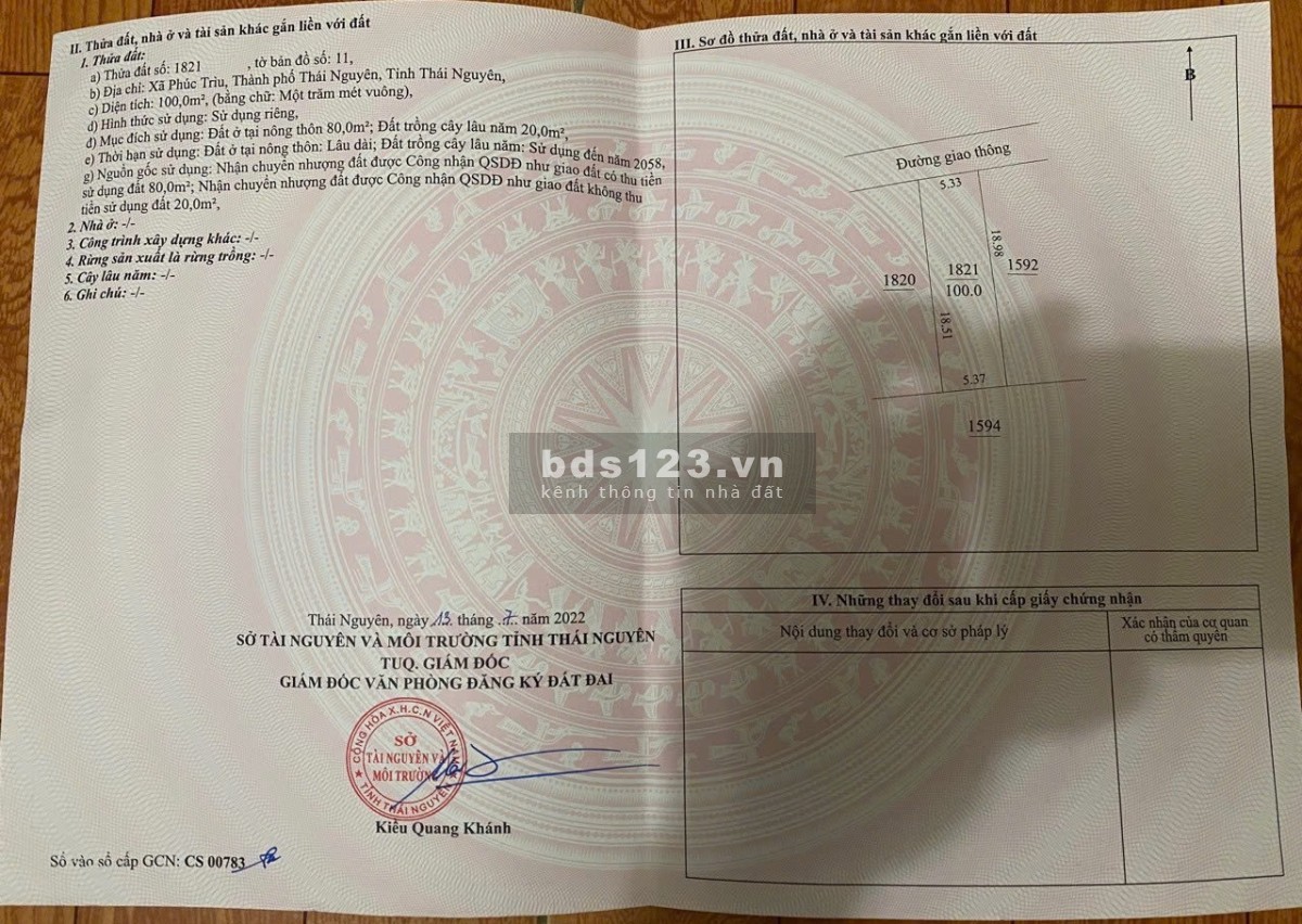 HOT: Bán đất Phúc Trìu tại TP Thái Nguyên giá rẻ