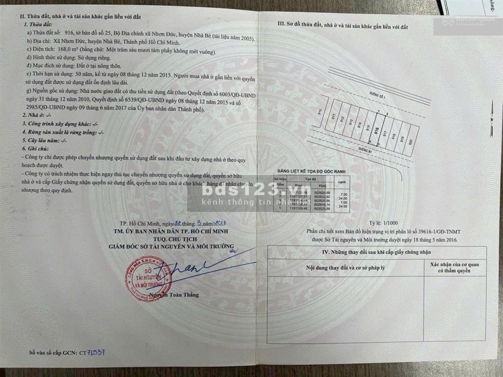 Bán nền KDC Nhơn Đức 5x19m 95m2 giá 3,8 tỷ. LH 070 4090 *** Chị Hằng