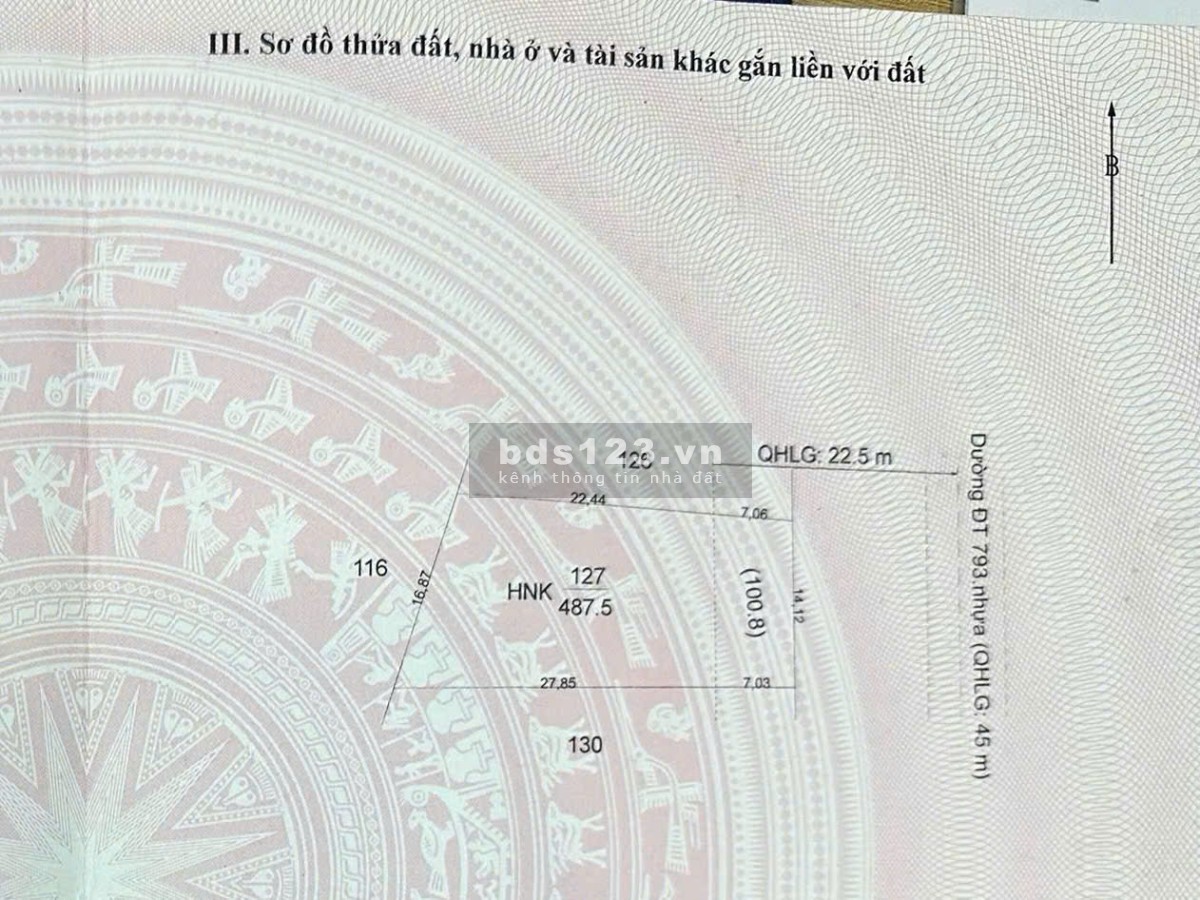 Hàng hiếm khó gặp, đất đẹp, giá rẻ, mặt tiền đường tỉnh 793 tận 14m