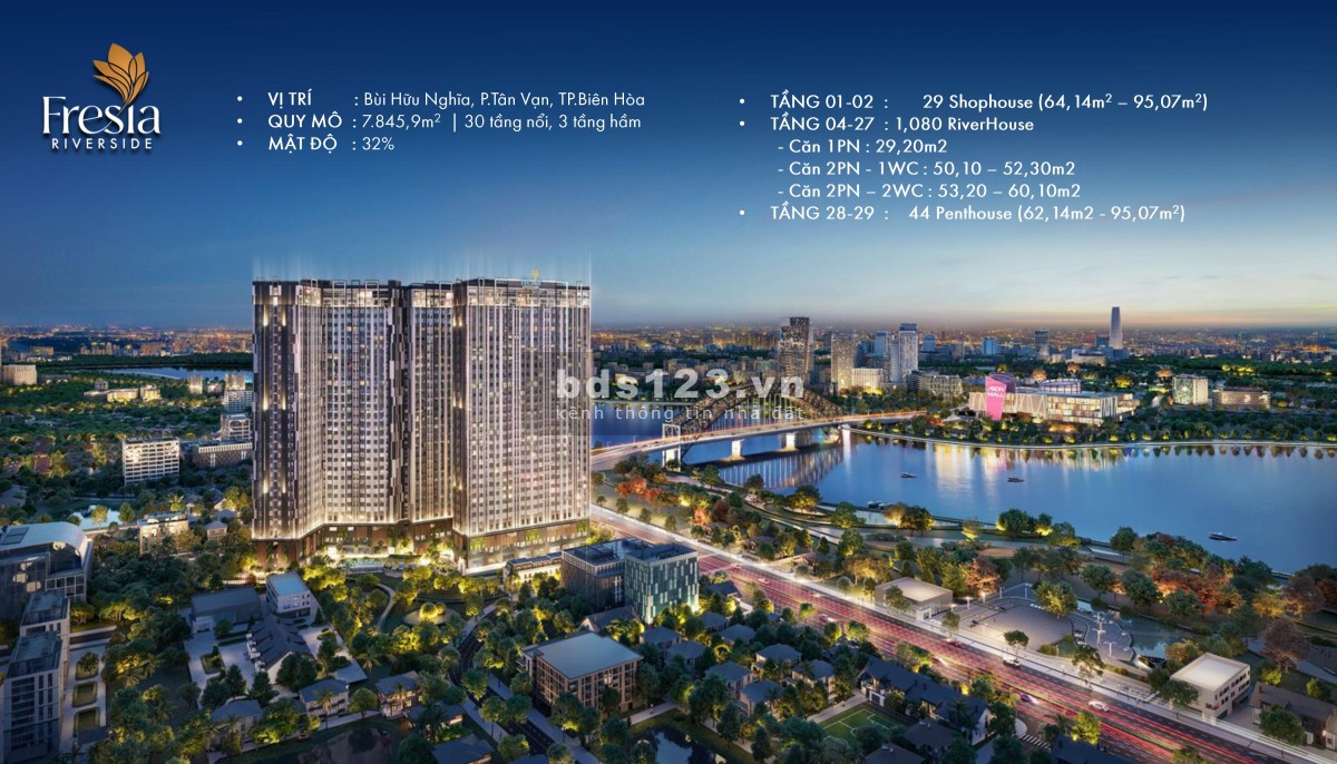 Căn hộ View Sông - AEON Mall Biên Hòa - Fresia Riverside