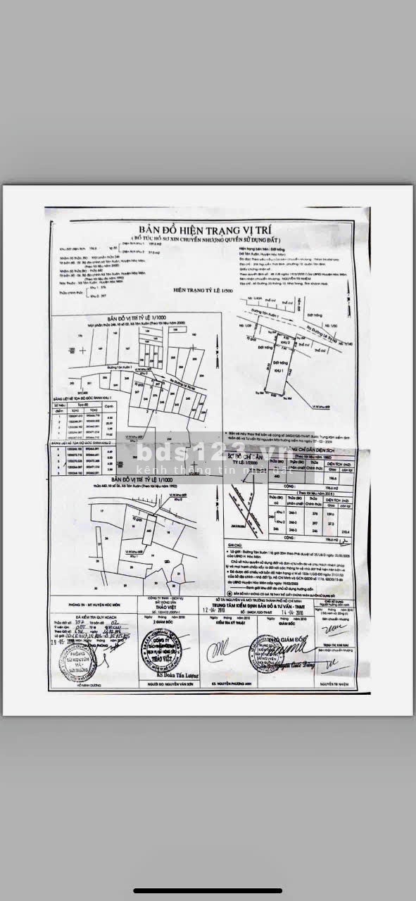 Hóc Môn – Bán đất mặt tiền Tân Xuân 1. Diện tích: 8 x 24.5m (197m² thổ cư) – Giá chỉ 8.4 tỷ
