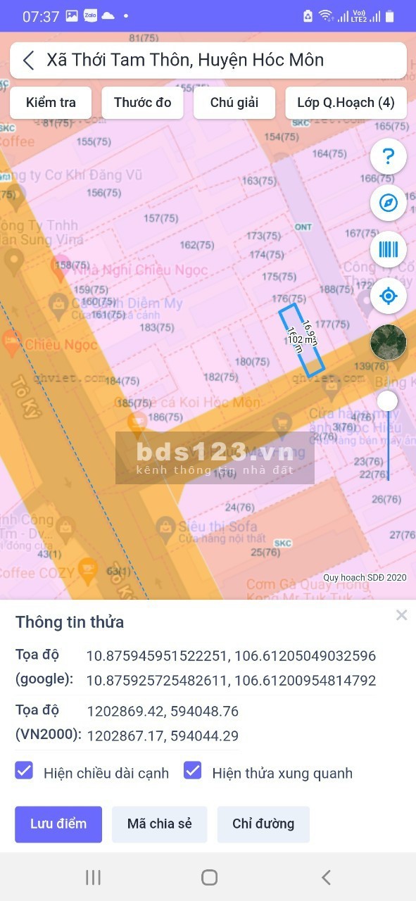 HÓC MÔN, BÁN LÔ ĐẤT 5x21m MẶT TIỀN TÔ KÝ 6