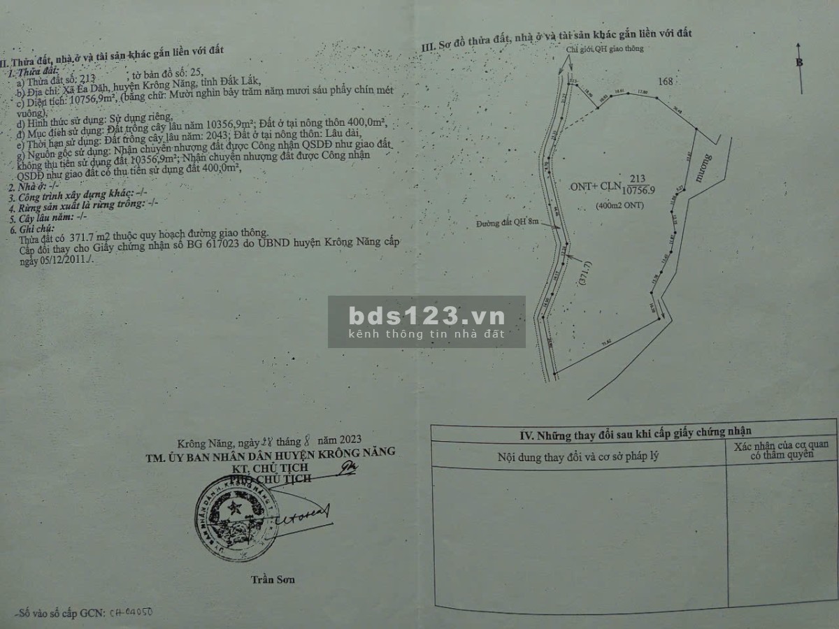 Bán giúp chú năm 1,2 het-ta xã Ea Dah, Krong Năng, Đak Lak