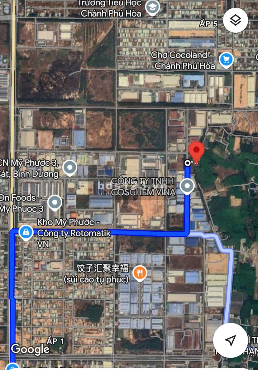 Bán đất Bình Dương (cạnh KCN Mỹ Phước 3 - Bến Cát); 5x53m (thổ cư 100m2); tiện xây dựng; 1,45 tỷ