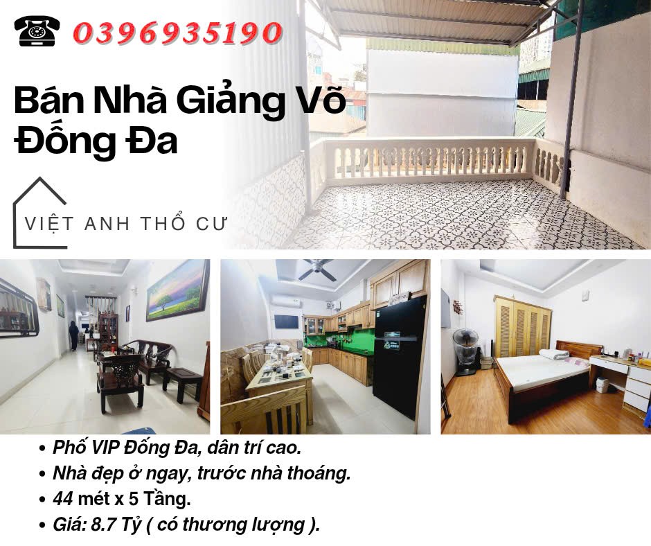 Bán nhà Phố Giảng Võ, Ngõ Rộng Thoáng, Nhà Đẹp Ở Ngay, 44mx5T, Giá: 8.7 Tỷ, Lh: 0396935190.