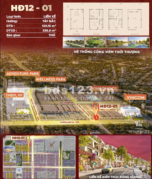 Bán LK 120m2 áp góc gần Vincomes, pháp lí chuẩn Vinhomes Đan Phượng giá 22,x tỷ