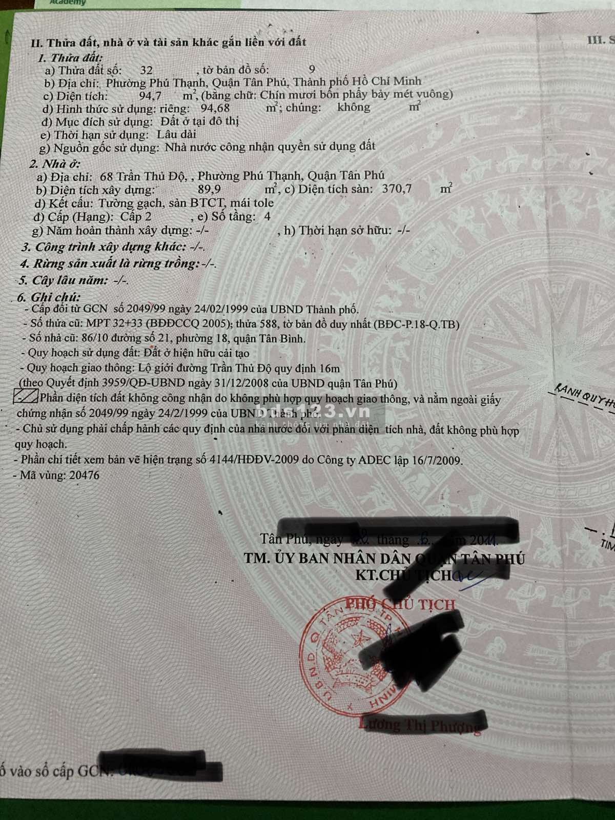 Ban nha 68 Trần Thủ Độ 4.5x22, nhà 4 tầng đẹp, ngay chợ