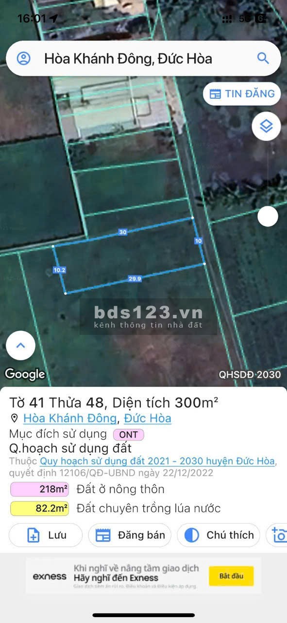 Bán lô đất 5m x 30m thổ cư gần 823D Đức Hoà Long An 750tr