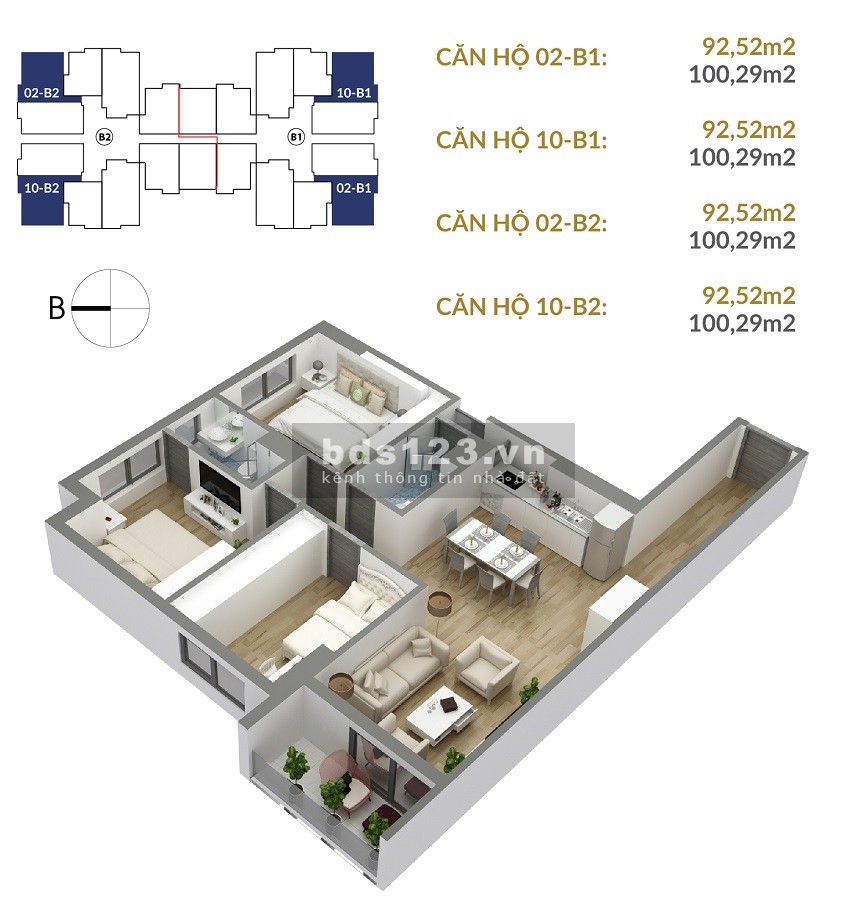 Chính chủ bán căn 3 ngủ 93m toàn Sky Central 176 Định Công