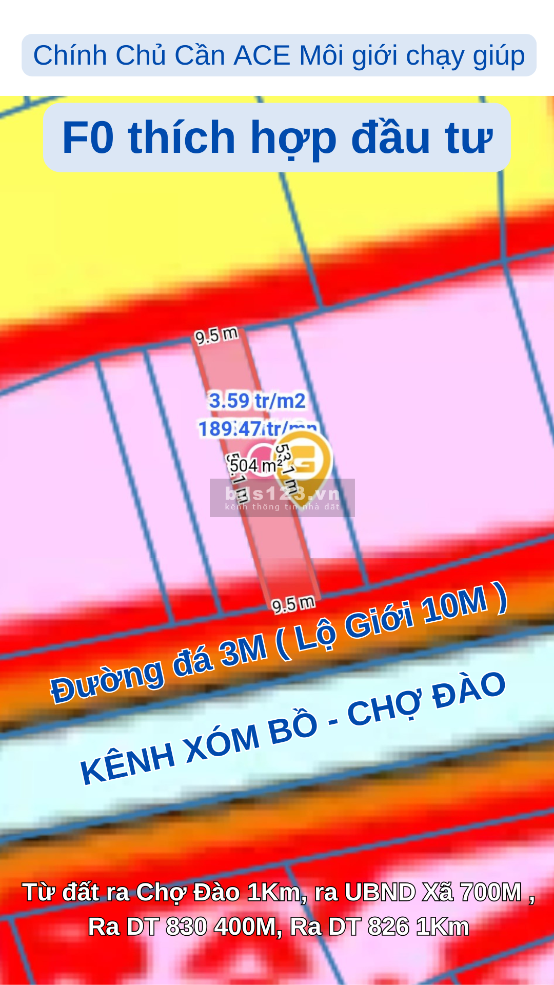 Chính Chủ Bán Gấp 500M Thổ Cư Chợ Đào Cần Đước Mặt Tiền Kênh, Cách UBND xã và các Tiện ích 1Km
