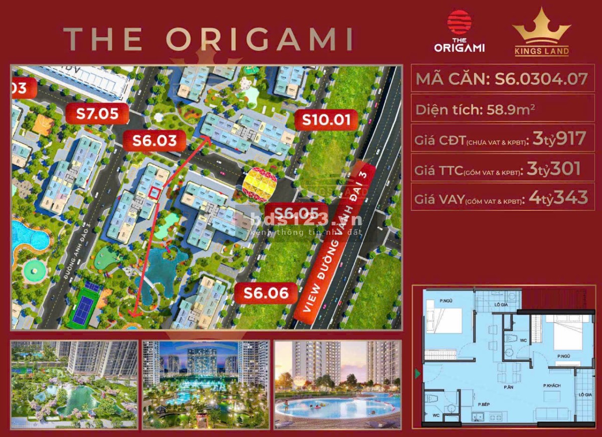 Bán căn hộ Vinhomes Grand Park 2PN giá 3ty9117
