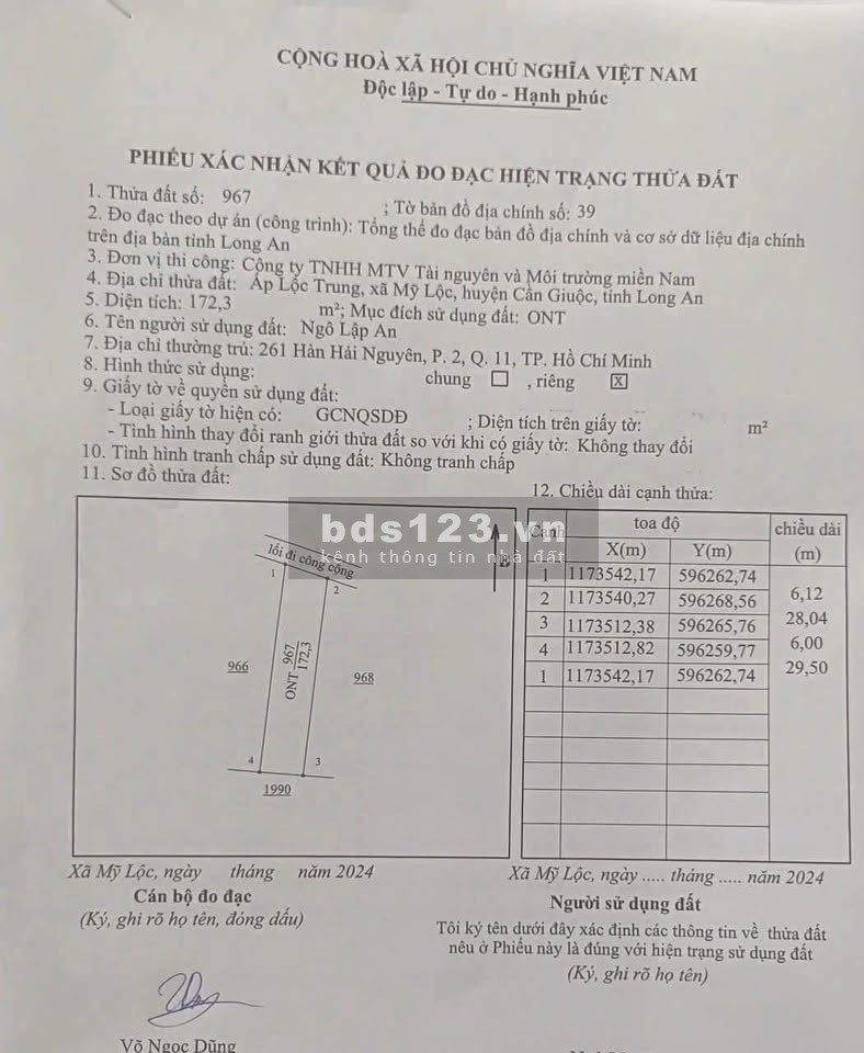 Bán đất thổ cư 2 mặt tiền – Pháp lý minh bạch – Vị trí đắc địa