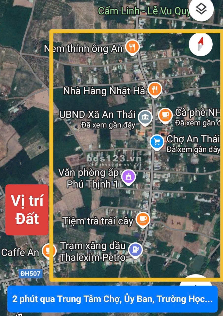 Cần bán gấp 600m2 có 200m2 thổ cư ngay UBND An Thái – Phú Giáo – Bình Dương đường DH507