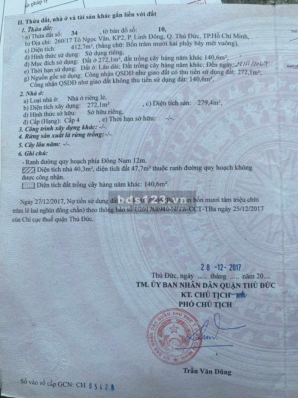 Bán gấp nhà biệt thự hẻm Tô Ngọc Vân (Q.Thủ Đức), 413(m2), 82tr/m2