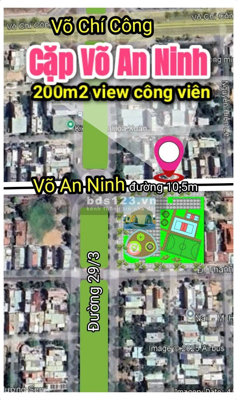 Chính chủ cần bán cặp siêu VIP – Đường 10,5m Võ An Ninh – View Công viên Văn hóa Hòa Xuân