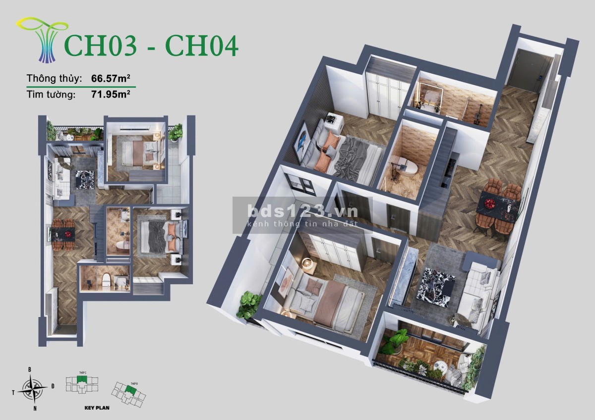 Quất ngay căn hộ Tecco Elite City - 2PN - View Đông Bắc - 72m2 - giá chỉ 1tỷ4 - CK 4%