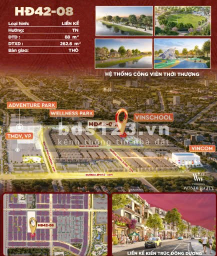 Bán nhanh lk 88m gần đại công viên, sát trường học, gần đường lớn Vinhomes Đan Phượng GIá 16,x tỷ