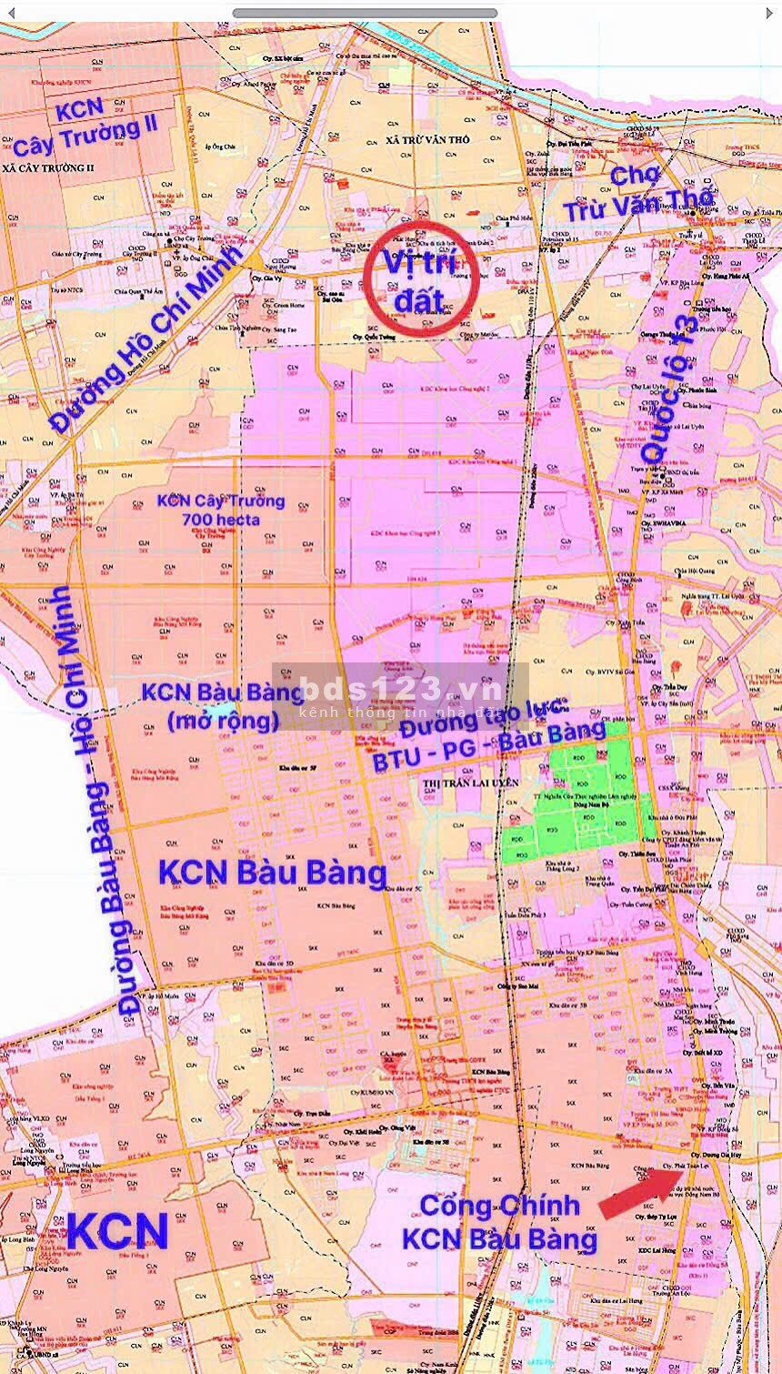 Đất nằm giữa 2 Đường QL13 và Đường HCM, 224m2, gần KCN Cây Trường, tài chính 4xx sở hữu.