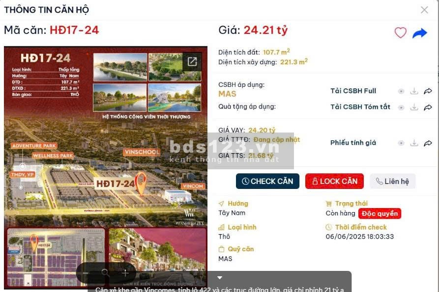 Xẻ khe 108m hướng Đông Nam gần Vincomes siêu đẹp tại Vinhomes…