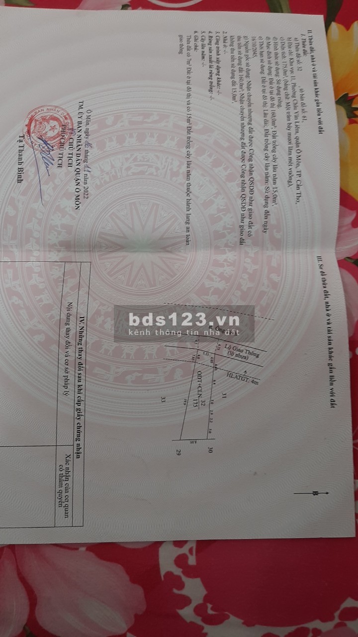 Bán 175m2 đất thổ cư dưới chân cầu ông tành