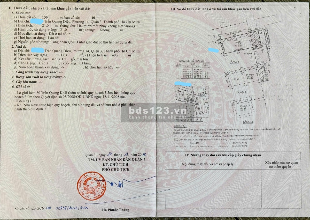 BÁN NHÀ HẺM_ĐƯỜNG TRẦN QUANG DIỆU_Q3_HCM