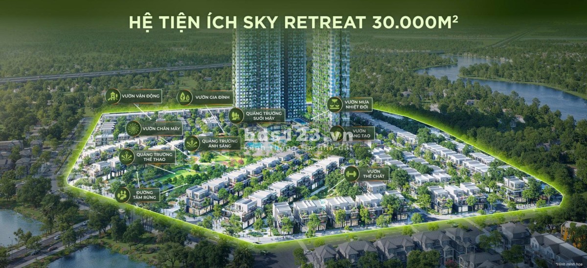Căn hộ 3 phòng ngủ có vườn mây view nhìn toàn cảnh thiên nhiên trong với 55ha rừng trị liệu